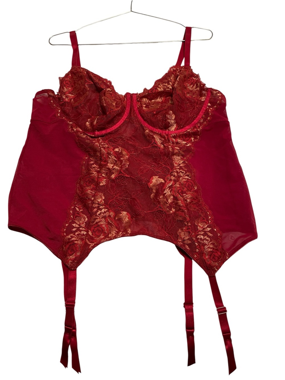 Torrid red and gold corset red Lace lingerie 2x NWOT